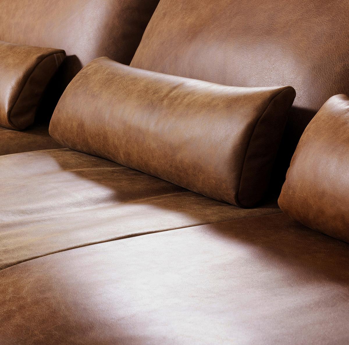 Ecksofa Berlin Cognac S: 172 cm - Cognac/Schwarz, Design, Leder (172/313cm) - Livetastic
