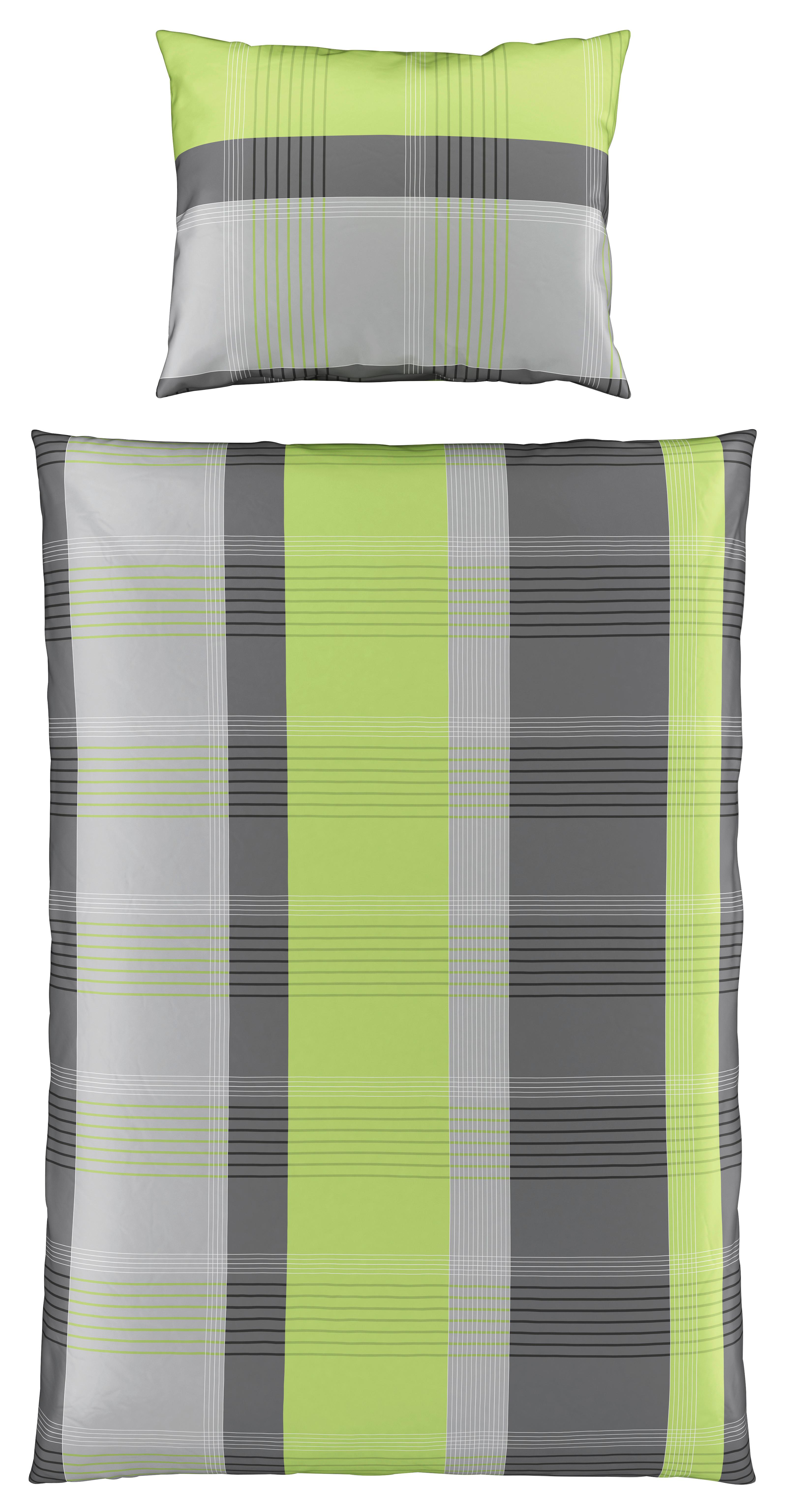 Satin Bettwäsche 140x200 cm Beatrix Baumwolle Grün - Grün, MODERN, Textil (140/200cm) - Luca Bessoni