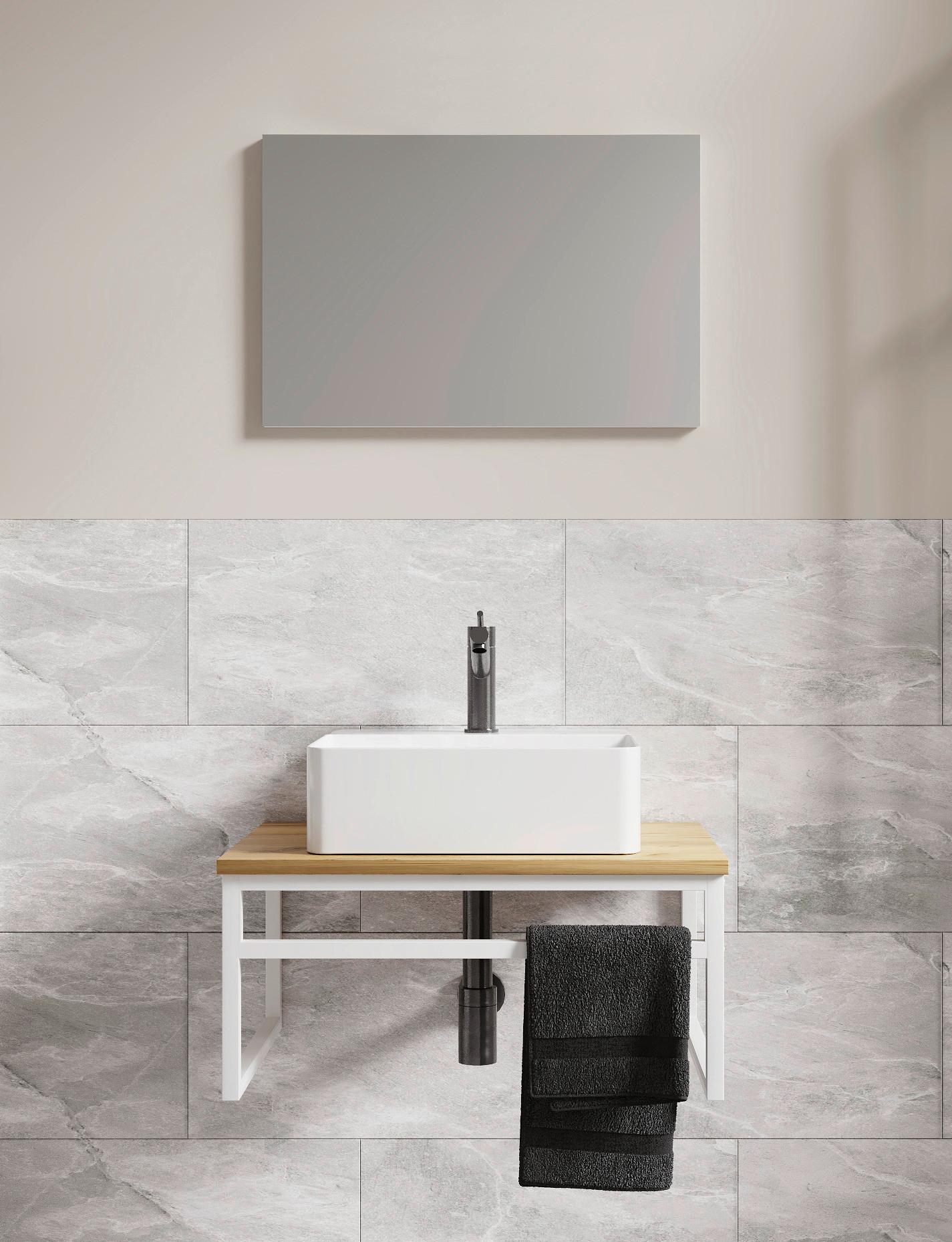 Badezimmer 3--Teilig. Waschplatz "bitila 60" - Honigeiche/Weiß, MODERN, Glas/Keramik (60cm) - MID.YOU