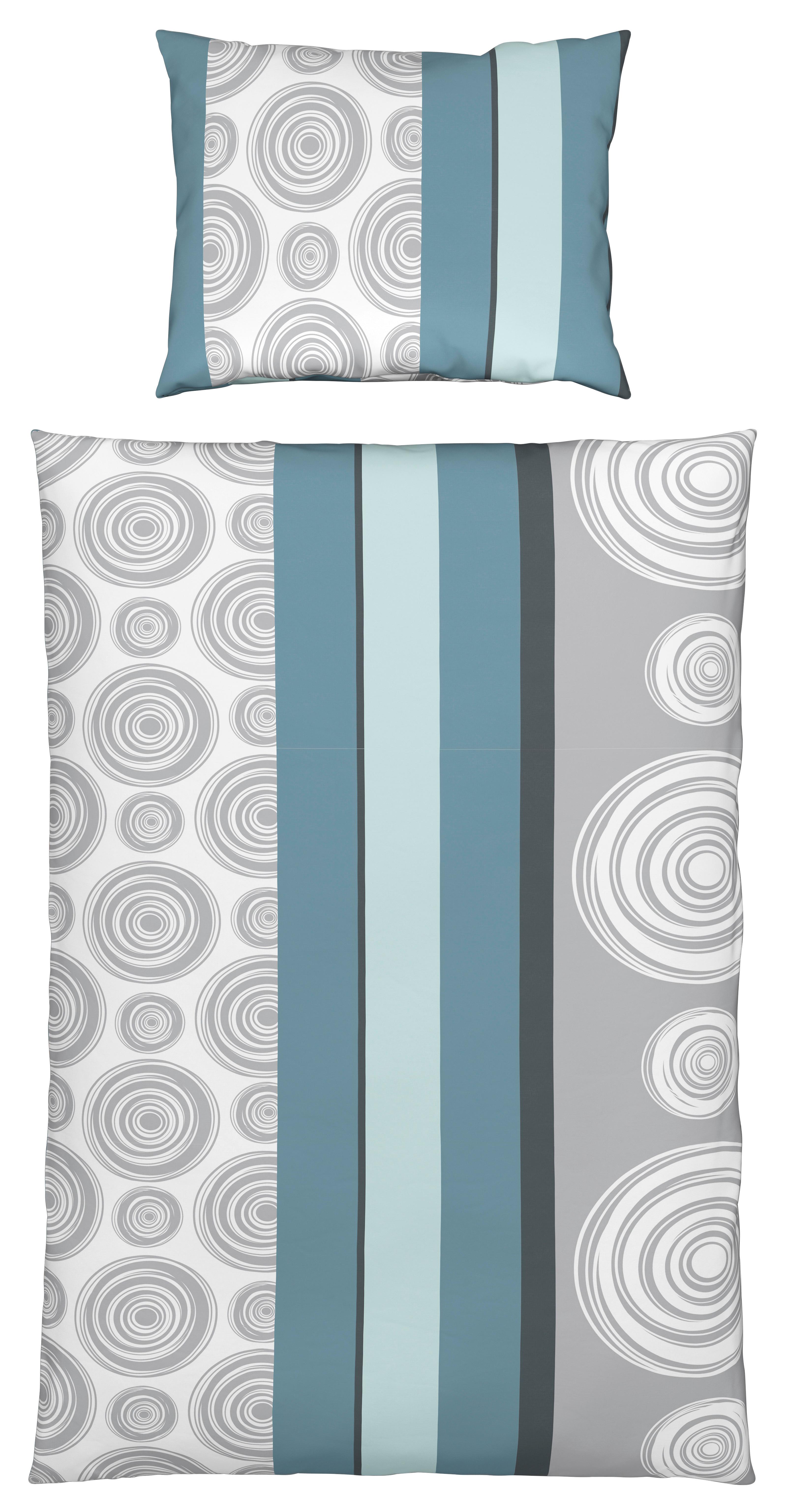 BETTWÄSCHE Anni - Blau/Grau, KONVENTIONELL, Textil - Ondega