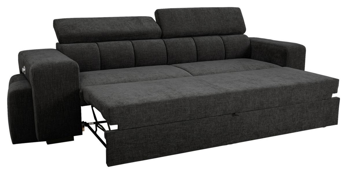 3-SitzerSofa m. Schlaffunktion Sirius S schwarz, B: 251cm - Schwarz, KONVENTIONELL, Holz/Holzwerkstoff (251/96/100cm)