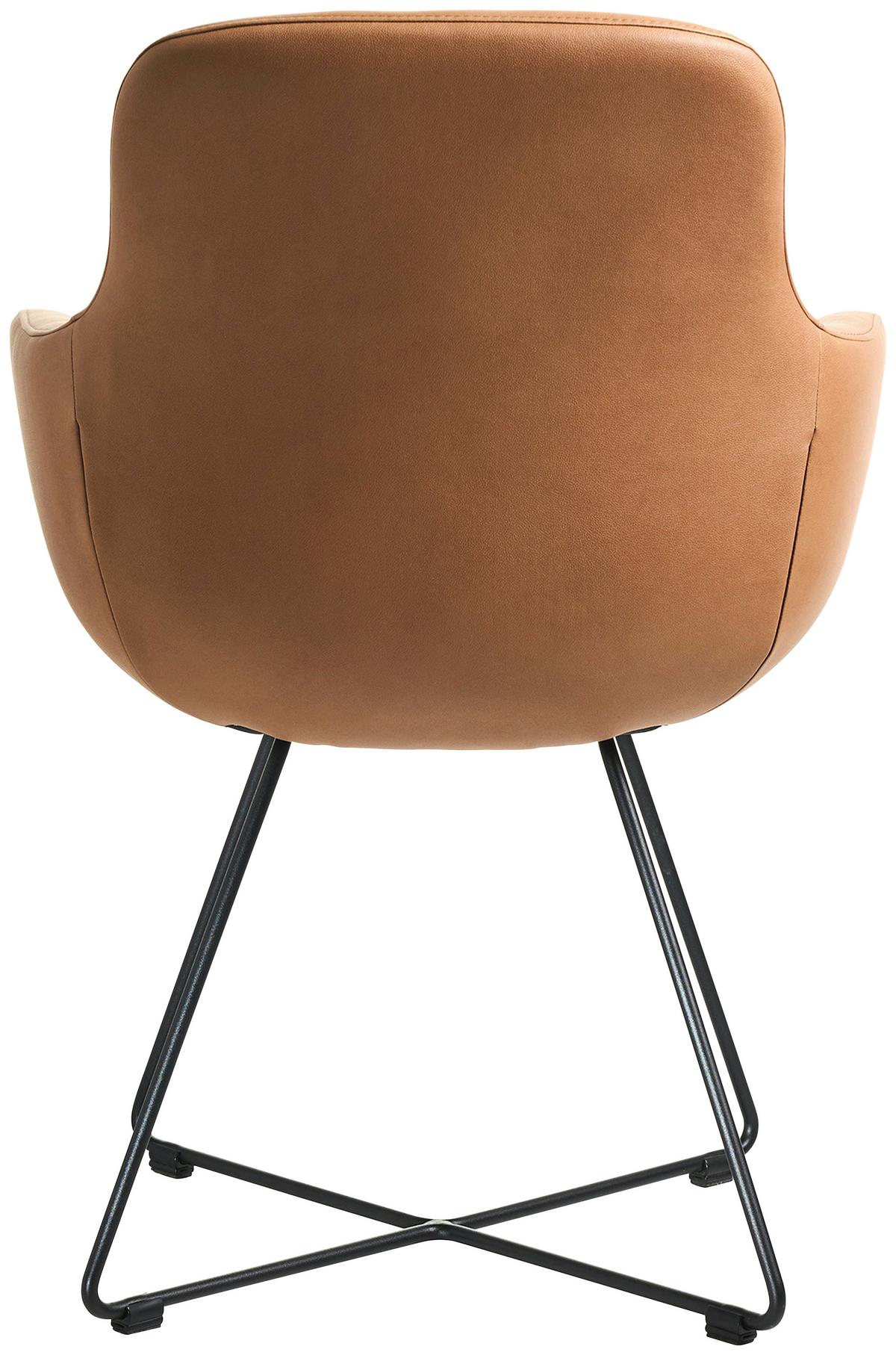 STOLIČKA S PODRÚČKAMI CROSS-CHA - čierna/koňaková, Basics, kov/textil (62/89/61cm) - Celina Home