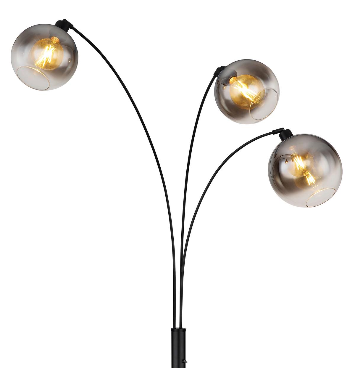 Stehleuchte 58227-3b - Schwarz, Design, Glas/Metall (105/160/200cm) - Globo