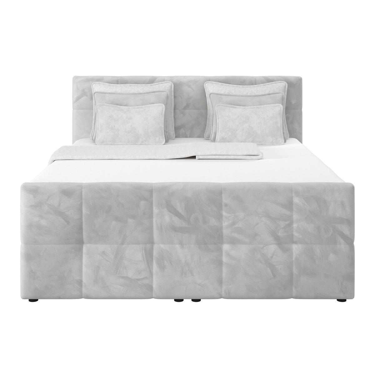 Boxspringbett mit Topper und Bettkasten 160x200 cm Medino - Hellgrau, KONVENTIONELL, Holz/Holzwerkstoff (160/200cm) - Luca Bessoni