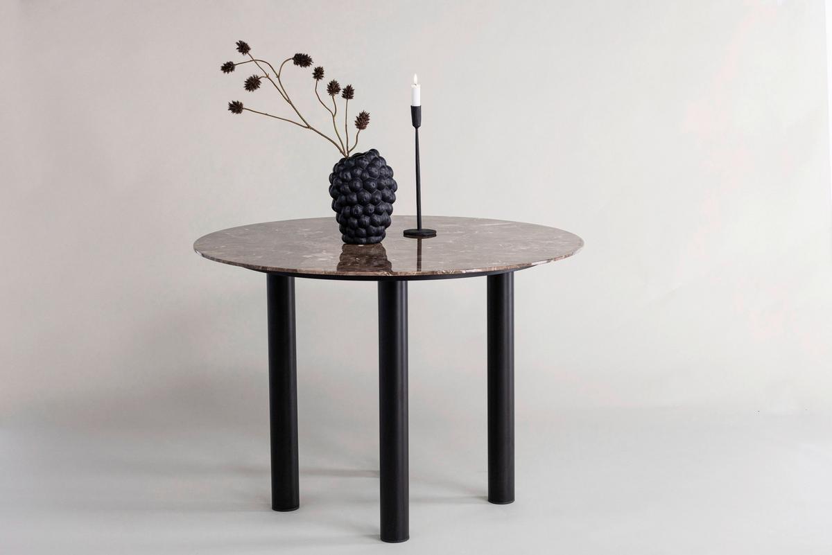 Esstisch Havsten - Dunkelbraun/Schwarz, Design, Holzwerkstoff/Metall (106/106/75cm) - Livetastic