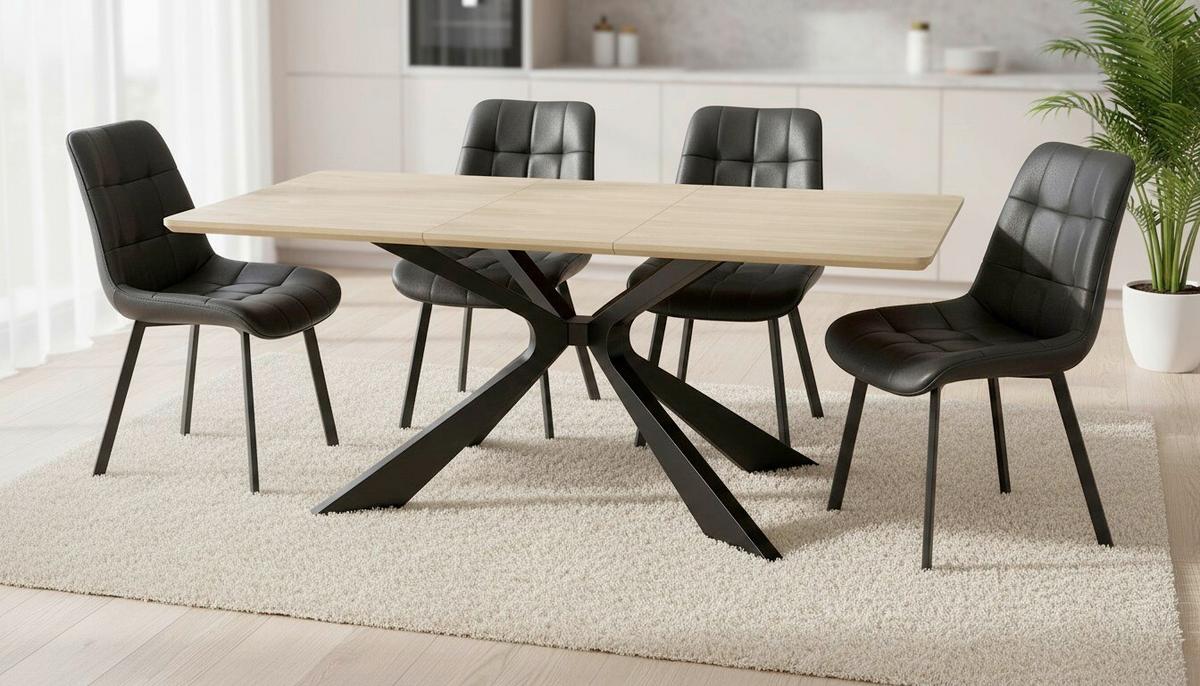 Vierfußstuhl Neva Schwarz B: 51 cm - Schwarz, MODERN, Leder/Metall (51/88/62cm) - Livetastic