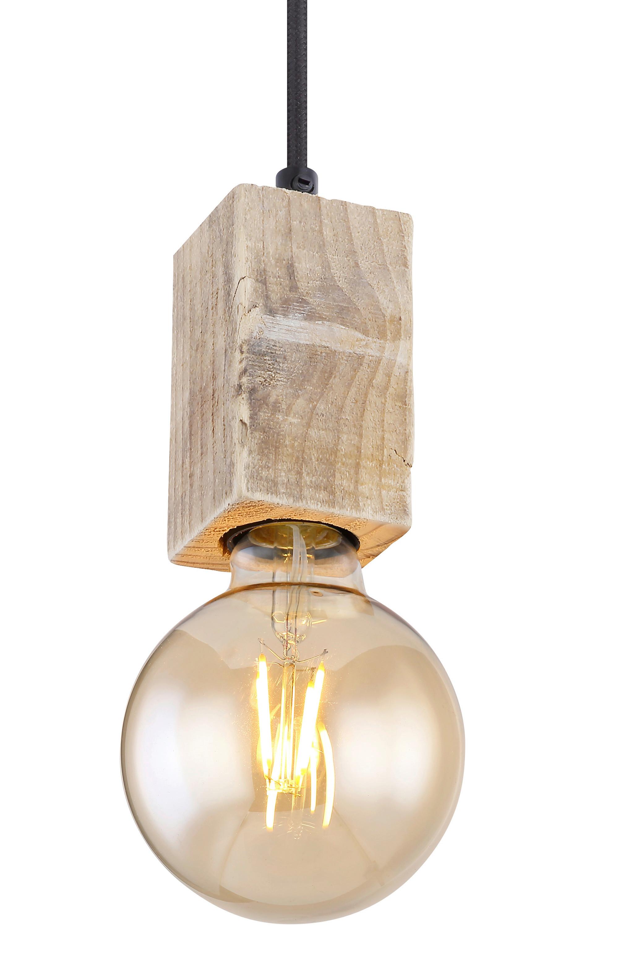 Hängeleuchte Adalie H: 120 Cm 1-Flammig, Industrial-Design - Dunkelbraun/Schwarz, Natur, Holz/Textil (12/12/120cm) - Globo