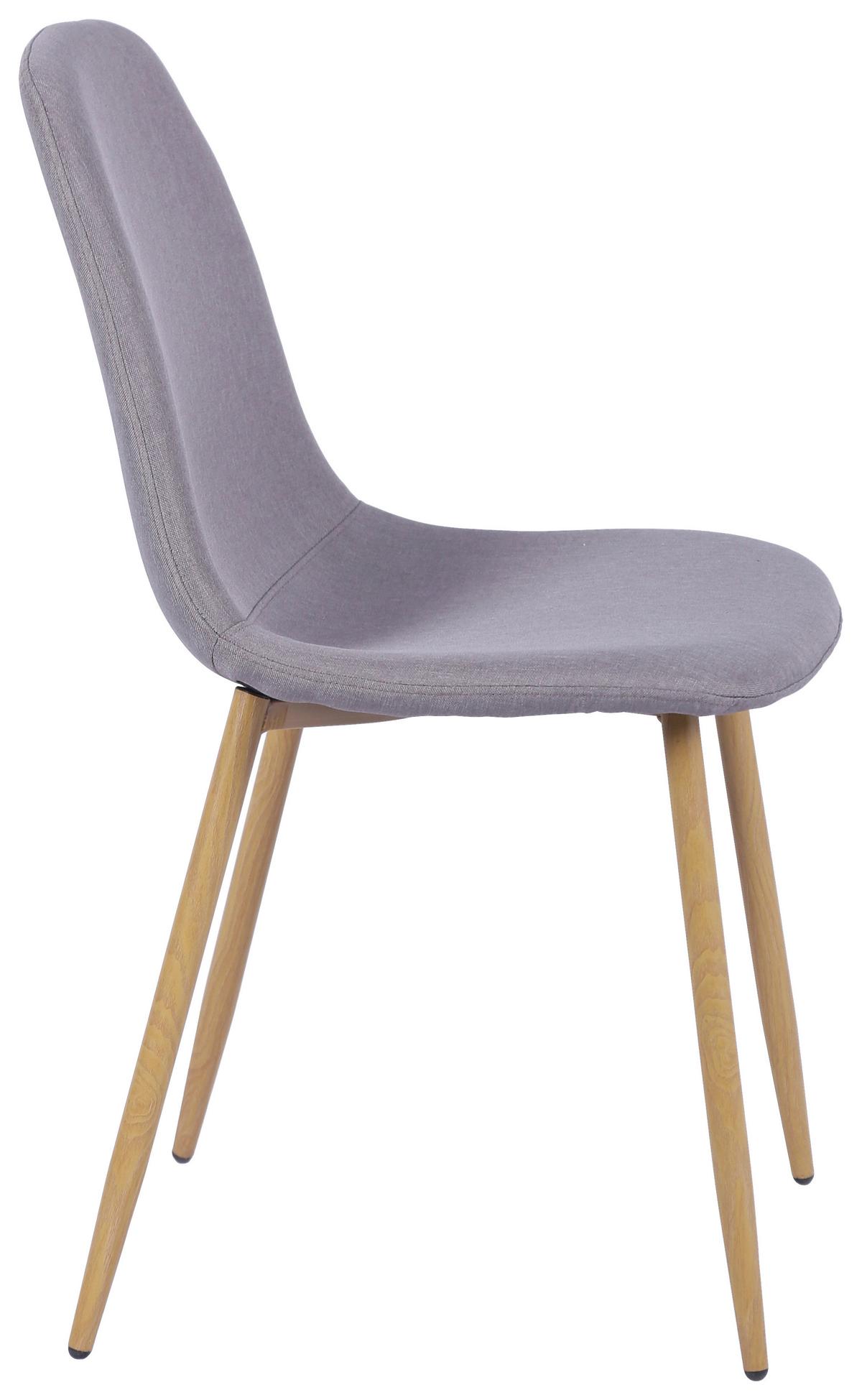 Vierfußstuhl Mona Leinenoptik Grau - Eichefarben/Grau, MODERN, Holz/Textil (44/87/56cm)