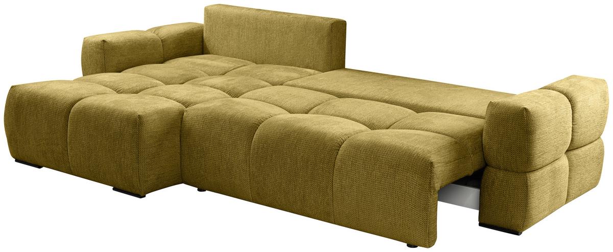 Ecksofa Taremi Senfgelb S 173x299 cm - Senfgelb/Schwarz, Design, Textil (173/299cm) - Stylife
