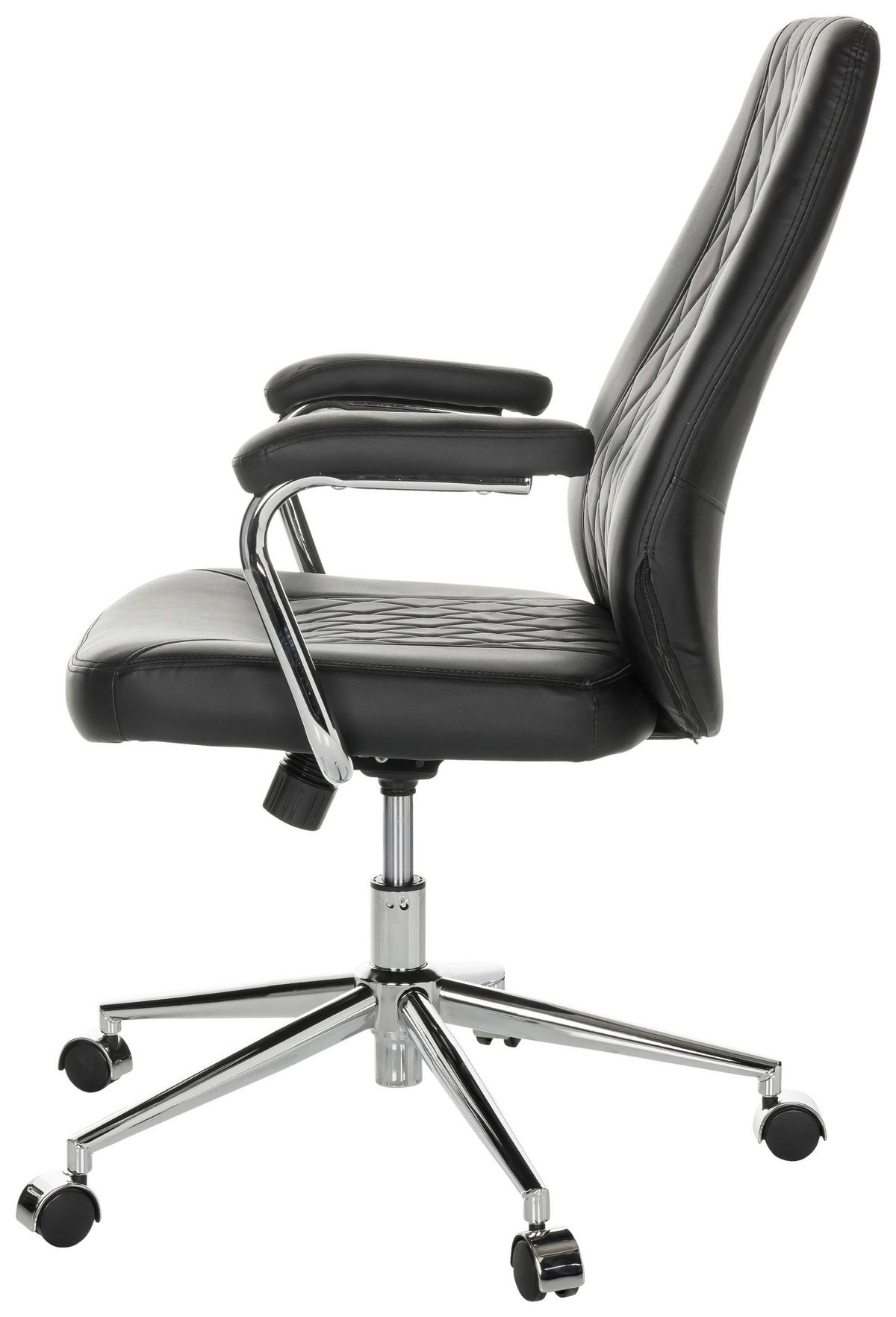 Drehstuhl Theo I - Silberfarben/Schwarz, Basics, Leder/Kunststoff (68/96-103/68cm) - MID.YOU