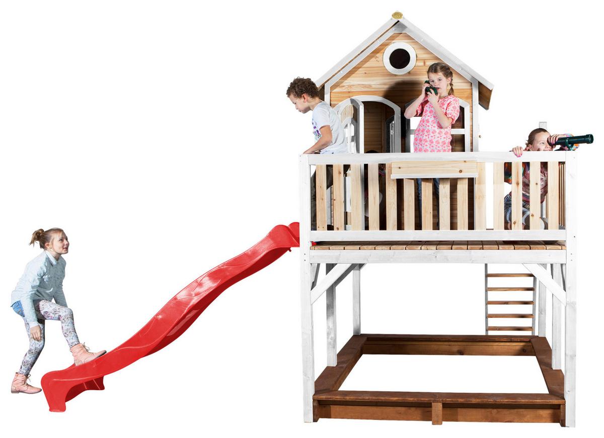 Spielturm A030.151.21 - Rot/Braun, KONVENTIONELL, Holz (377/291/255cm) - Ambia Garden