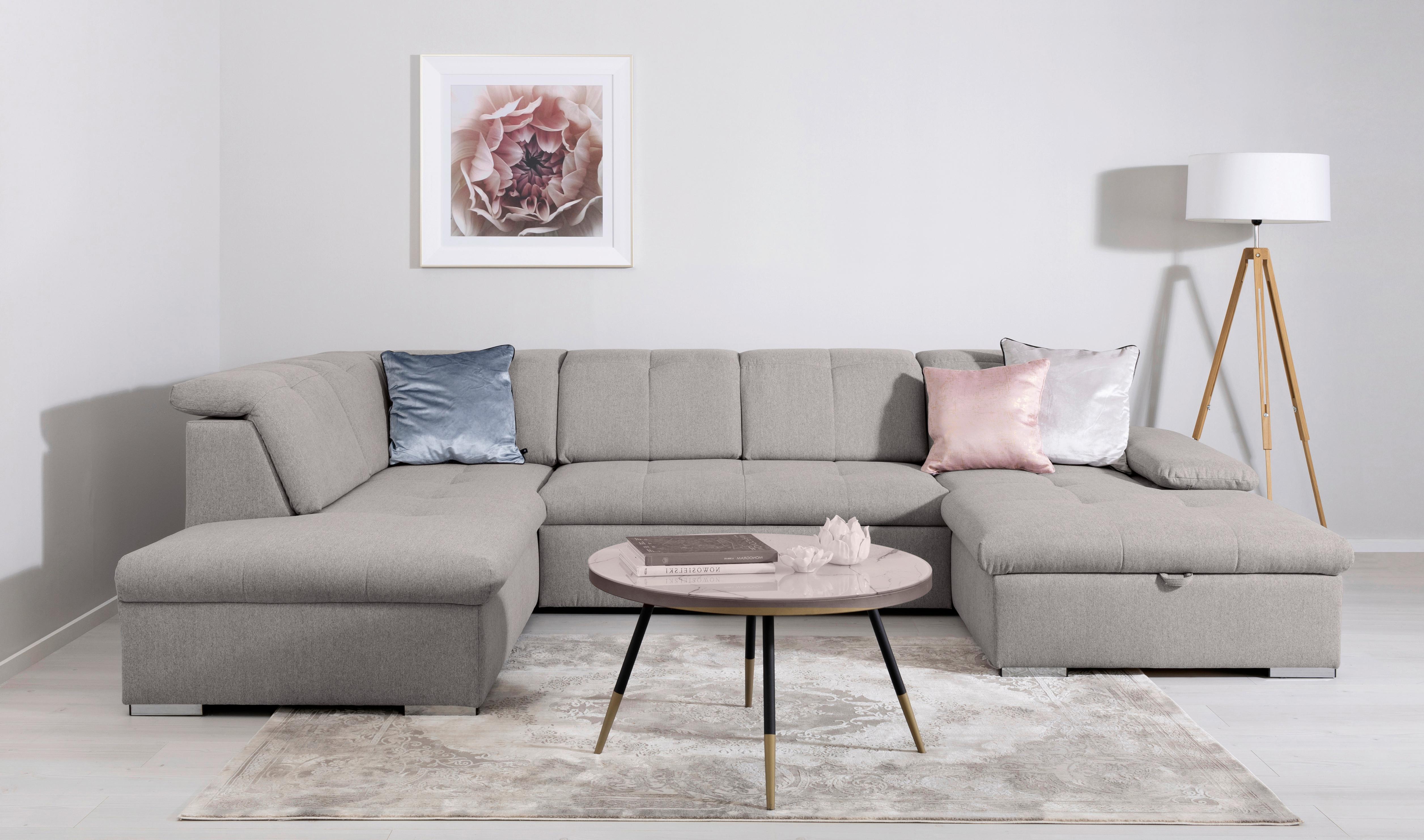 Wohnlandschaft Ramzes Greige U: 215x328x173 cm - Greige/Grau, Design, Textil (215/328/173cm) - MID.YOU