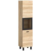 Midischrank Boston Sonoma Eiche Dekor B: 30 cm - Schwarz/Sonoma Eiche, MODERN, Glas/Holzwerkstoff (30/125/29cm) - MID.YOU