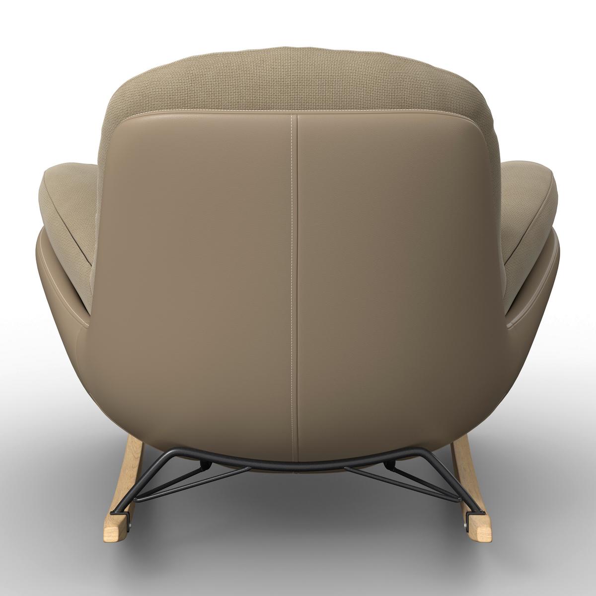 Houpací křeslo ELEA, béžová, max. 140 kg - černá/přírodní barvy, Moderní, kov/dřevo (103/79/109cm) - Bessagi Home