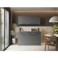PRÍBORNÍK S VITRÍNOU OLIVER - čierna/sivá, Trend, kov/kompozitné drevo (150/200/60cm) - Respekta
