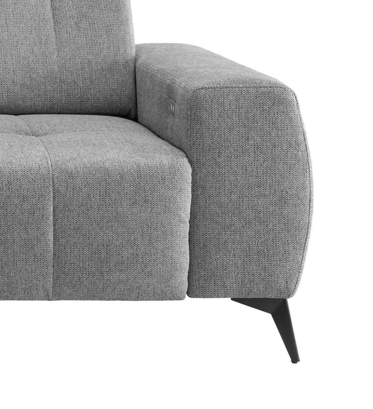 Ecksofa mit USB Anschluss Sano,silberfarben,s:180x258 cm - Silberfarben/Schwarz, MODERN, Textil (180/258cm) - Livetastic