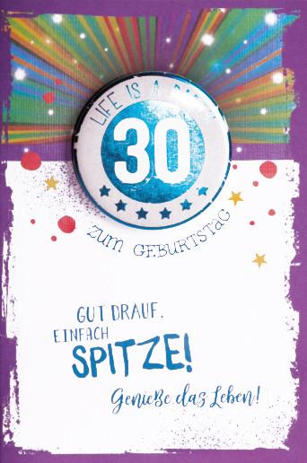 BILLETT GEBURTSTAG ZAHL 30 - Multicolor, Basics, Papier/Kunststoff (12/18/2cm)