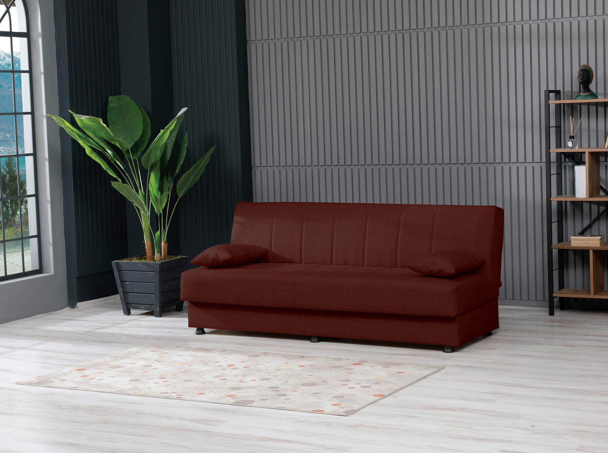 3-Sitzer-Sofa Ege Mit Schlaffunktion Rot - Rot/Schwarz, Design, Textil (190/82/82cm) - Livetastic