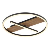 LED-Deckenleuchte 67321-24 - Dunkelbraun/Opal, Natur, Textil/Metall (40,5/5,5cm) - Globo