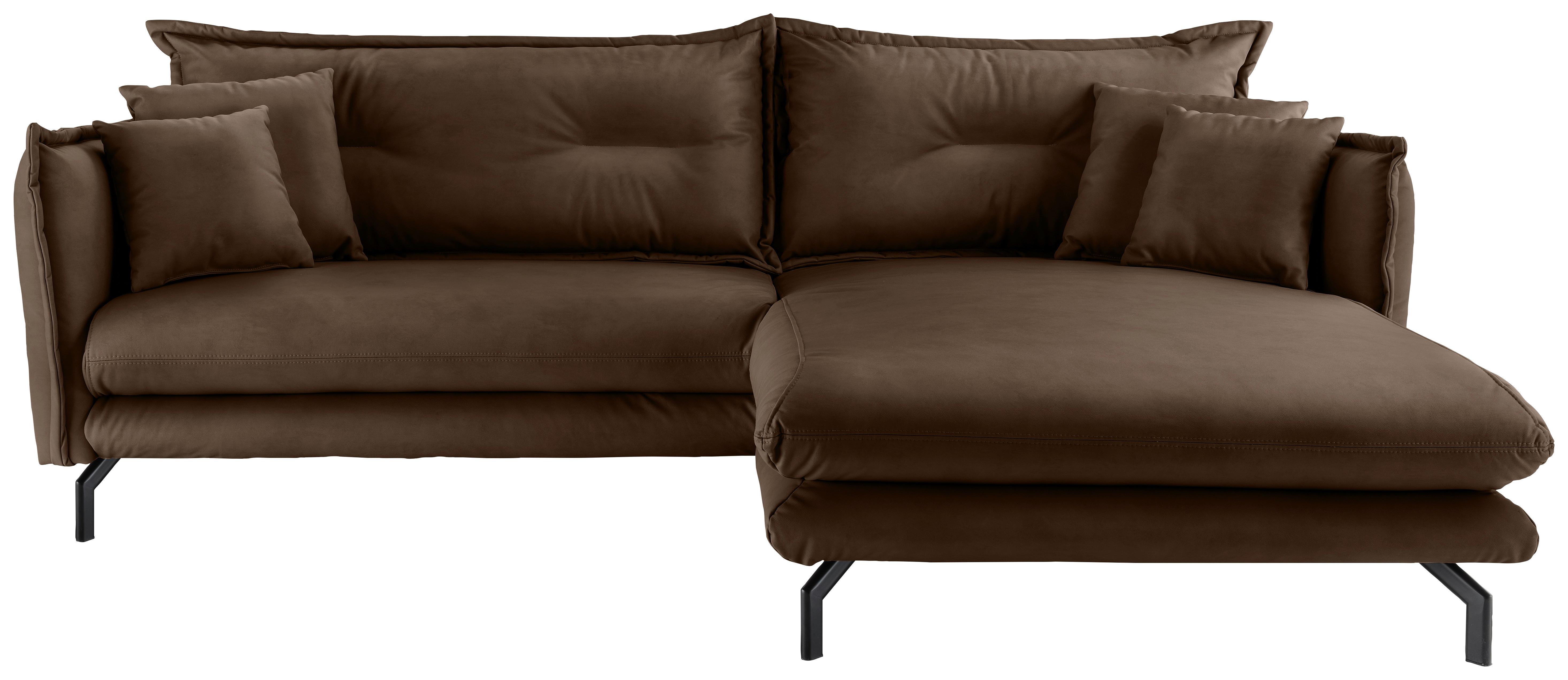 Ecksofa Lava Braun S: 255x180cm - Schwarz/Braun, MODERN, Textil (255/180cm) - Livetastic