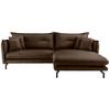 Ecksofa Lava Braun S: 255x180cm - Schwarz/Braun, MODERN, Textil (255/180cm) - Livetastic