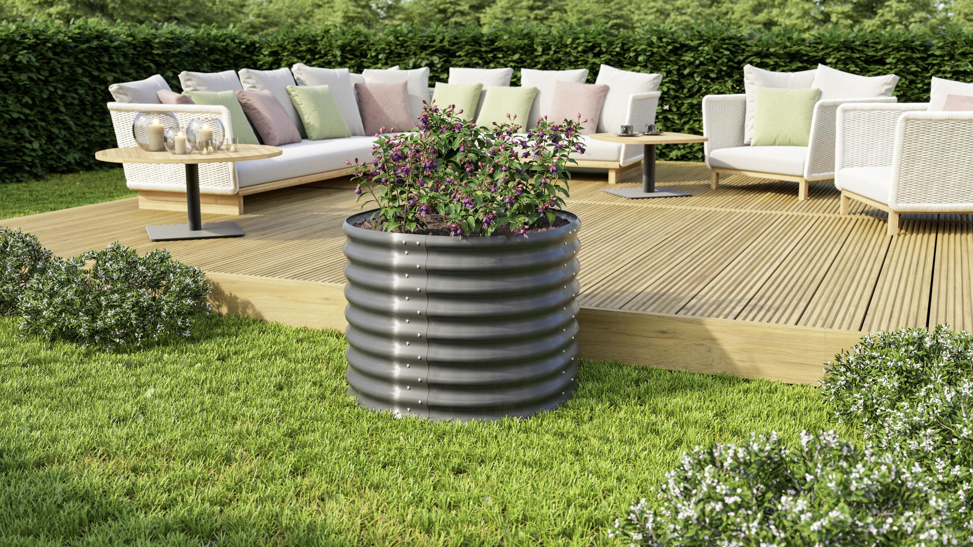 Metall • Alufarben • Wandstärke ca. 0,65 cm • B/H/T: ca.82,1/85,8/162,1cm • einfacher Zusammenbau