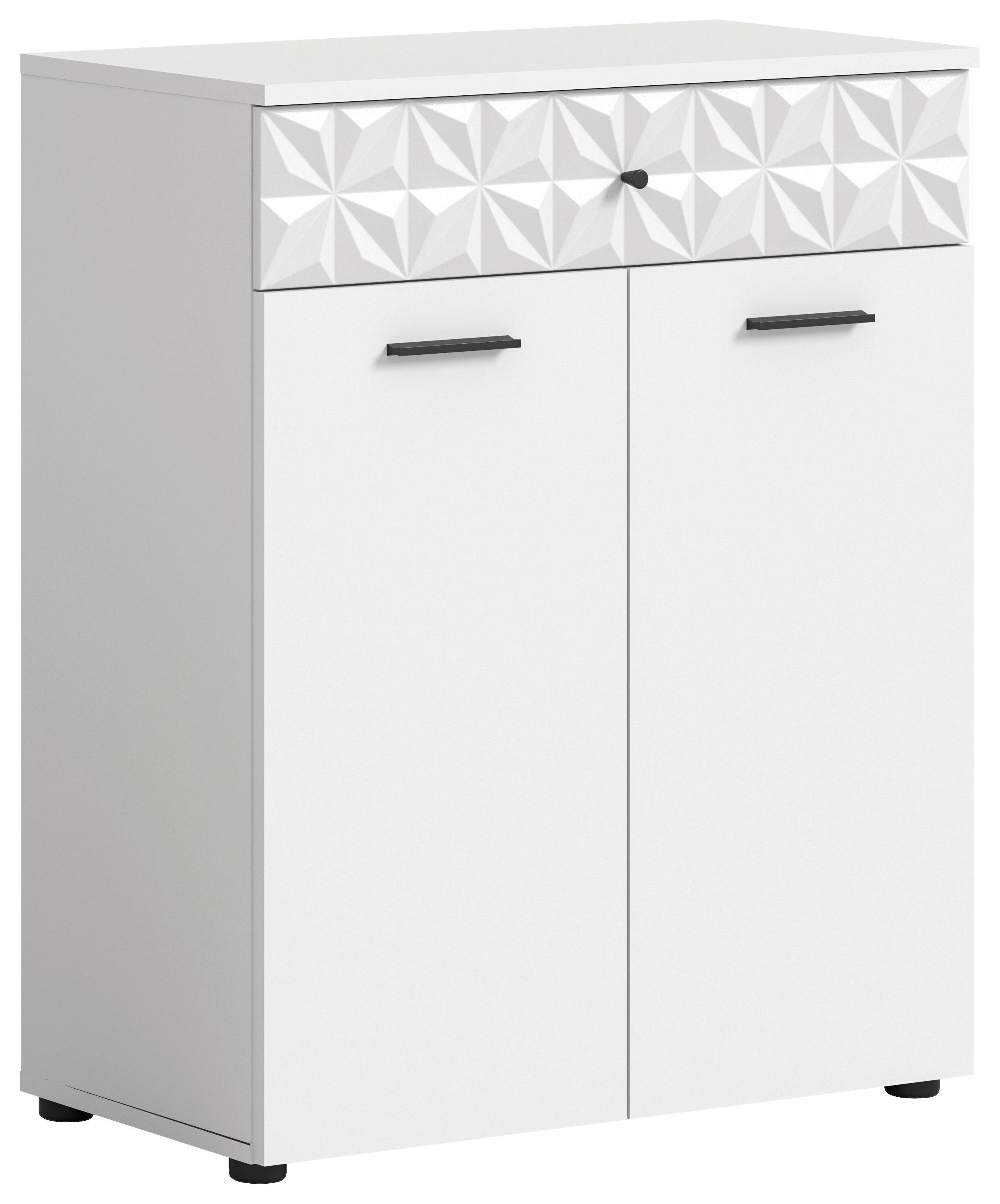 Unterschrank Prisma Weiß B: 70 Cm - Schwarz/Weiß, MODERN, Holzwerkstoff (70/85/34cm) - MID.YOU