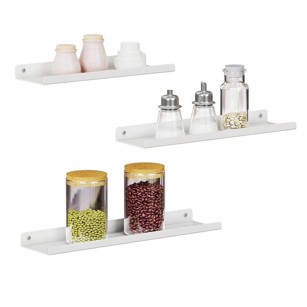 Wandregalset Weiß B: 40 cm - Weiß, Basics, Metall (40/2,5/9,5cm)