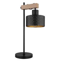 Tischleuchte 15651t - Dunkelbraun/Goldfarben, Design, Holzwerkstoff/Kunststoff (31/18/55cm) - Globo
