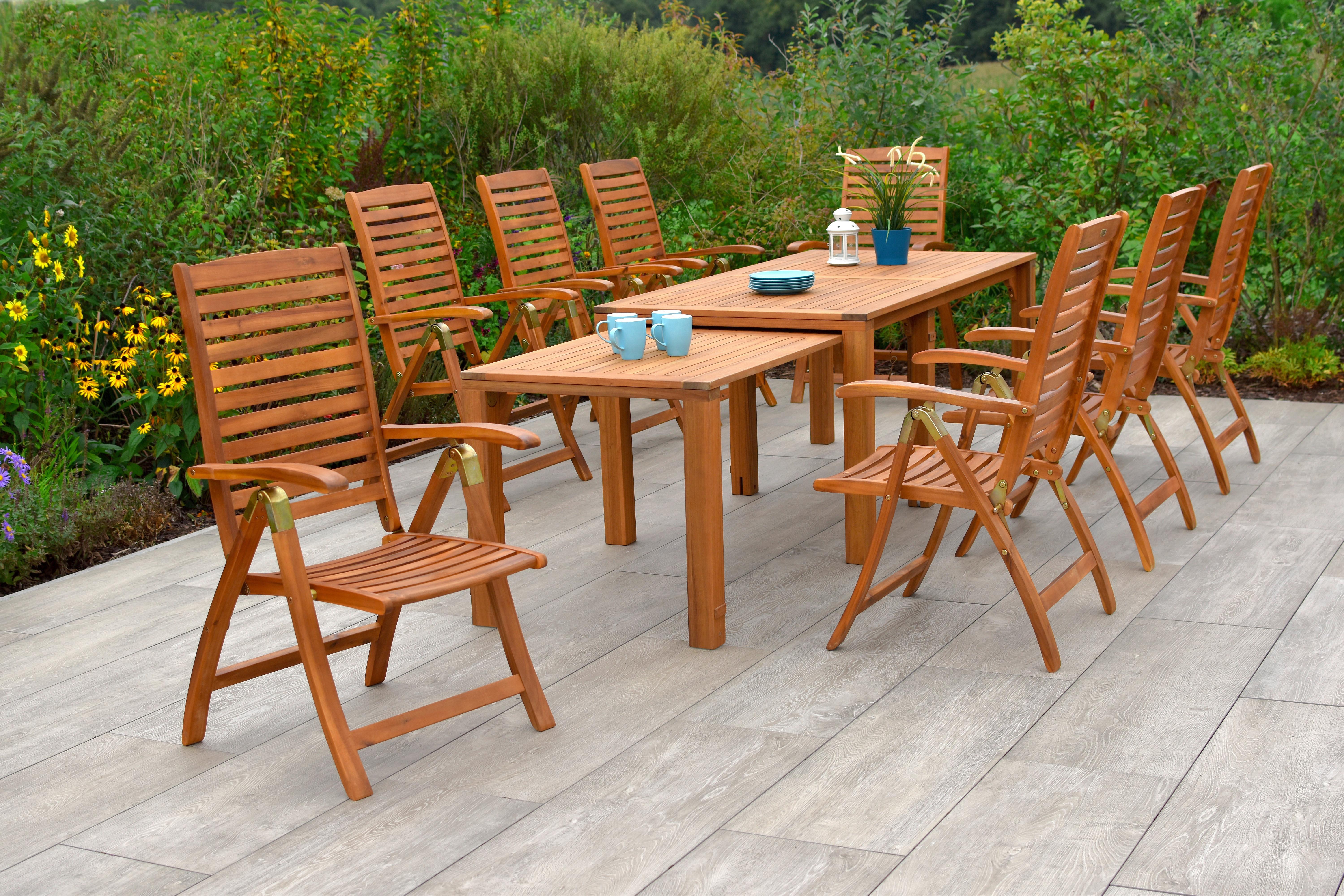 Gartenmöbel Set 9-tlg Paraiba aus Akazienholz - Naturfarben, MODERN, Holz - Gardenson