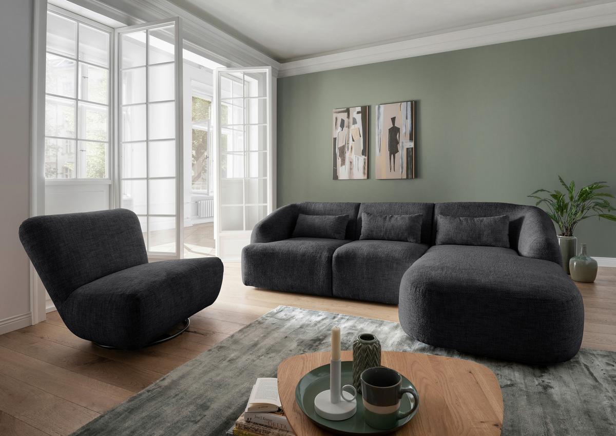 Ecksofa Caponi, Scwarz S: 256x160 Cm - Schwarz, MODERN, Textil (256/160cm) - Livetastic