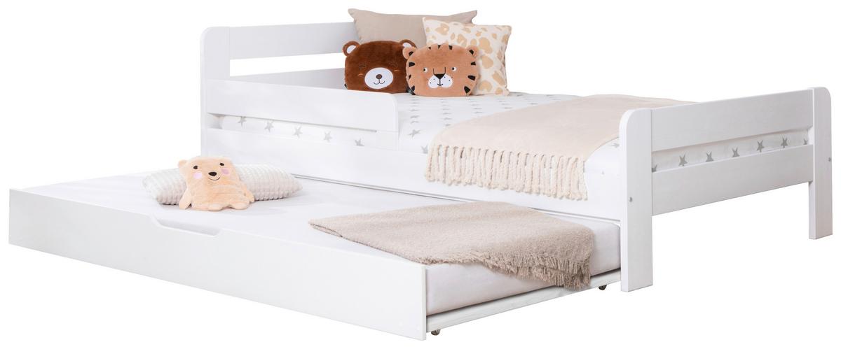 Bett Bennet Weiß Inkl. Zubehör, 90x200 Cm - Weiß/Naturfarben, MODERN, Holz/Textil (90/200cm) - MID.YOU