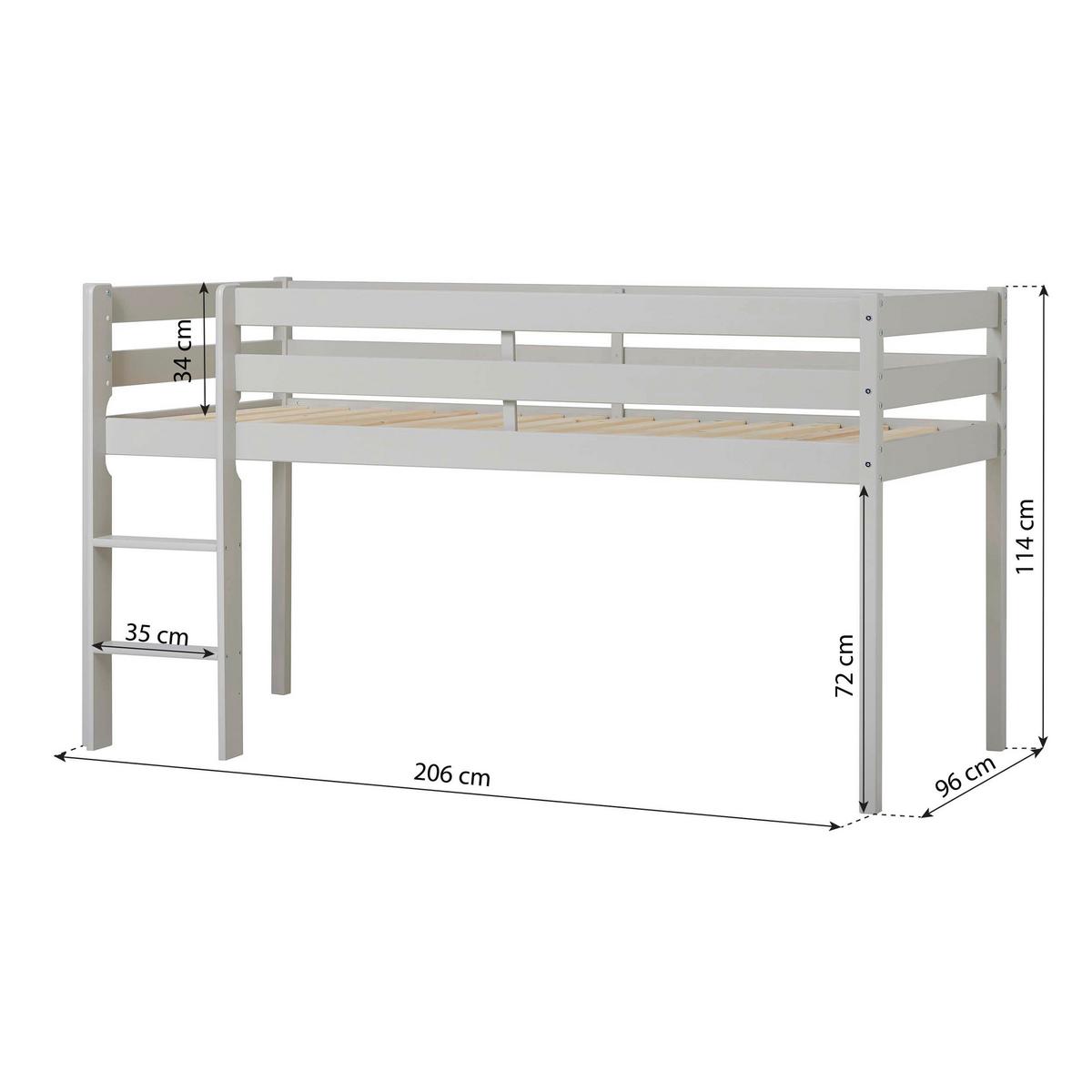 Hochbett Eco Comfort Grau, Lf: 90x200 cm - Naturfarben/Grau, MODERN, Holz (90/200cm) - MID.YOU