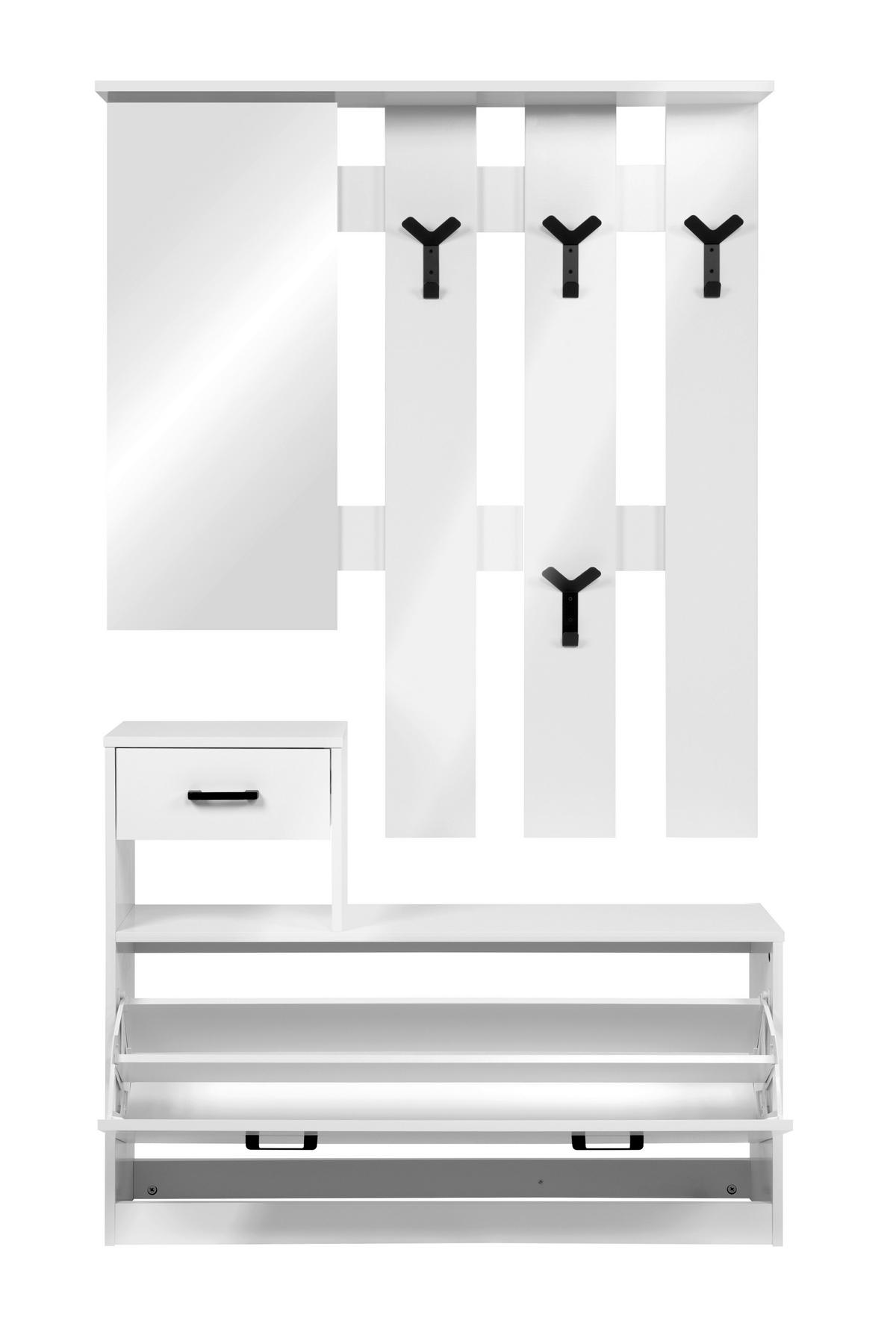 Előszobafal Fehér Garda 41a - magasfényű fehér, Modern, faalapú anyag (100/180/24,5cm)