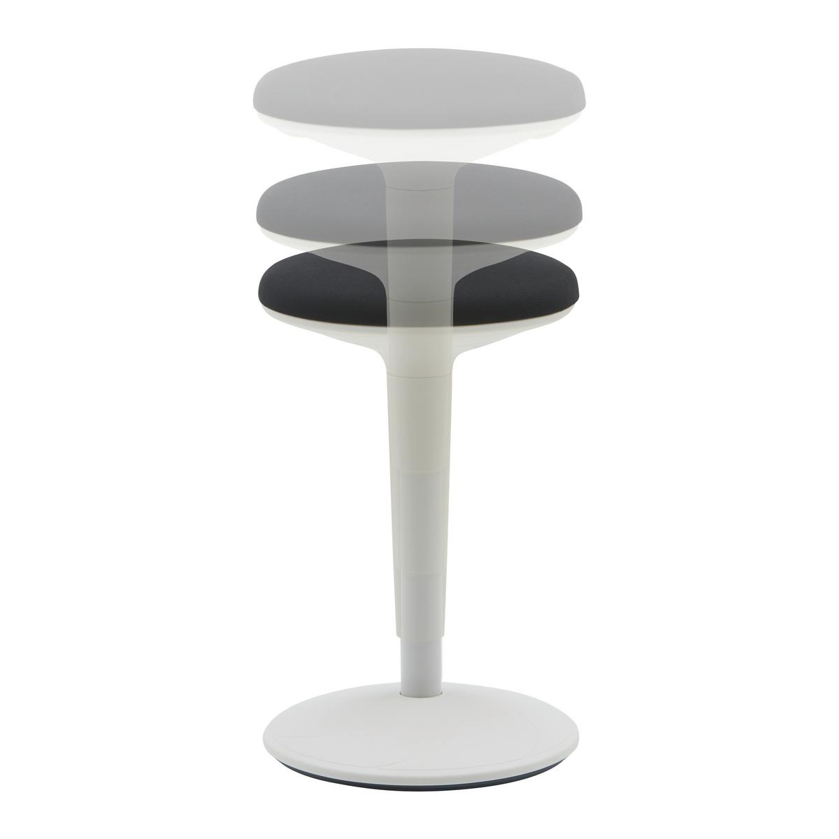 Kanc. stolička bez operadla SPIN - čierna/biela, Modern, kov/textil (36,5/55.5-73.5/39cm) - Mömax