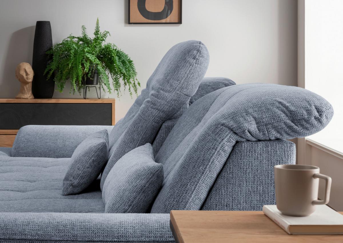 Ecksofa Mit Bettkasten Rigatti Hellblau S: 184x314 Cm - Chromfarben/Anthrazit, MODERN, Textil (184/314cm) - Livetastic