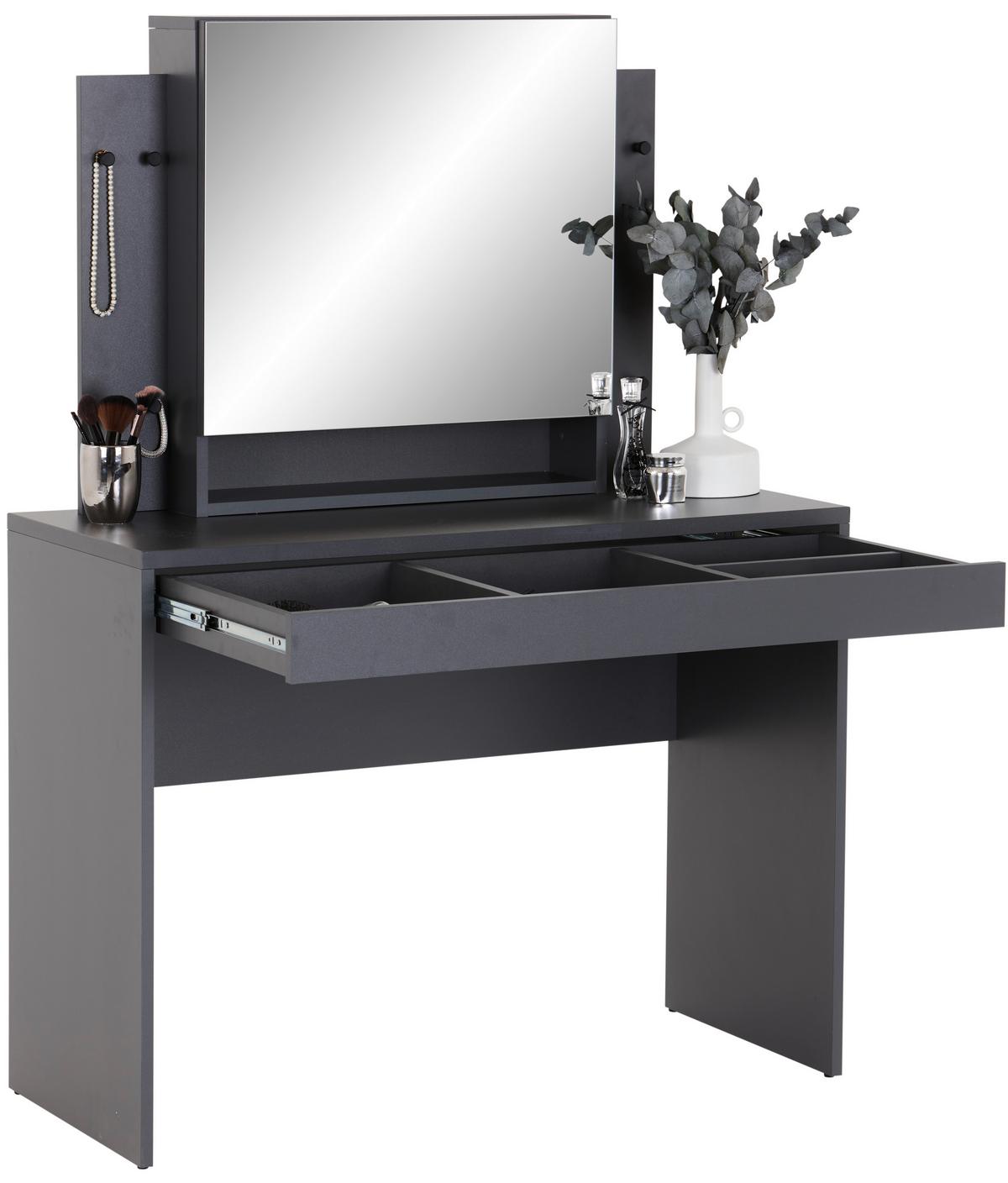 Schminktisch Sandy Anthrazit B: 100 Cm Mit Lade - Anthrazit, MODERN, Holzwerkstoff (100/76/45cm)