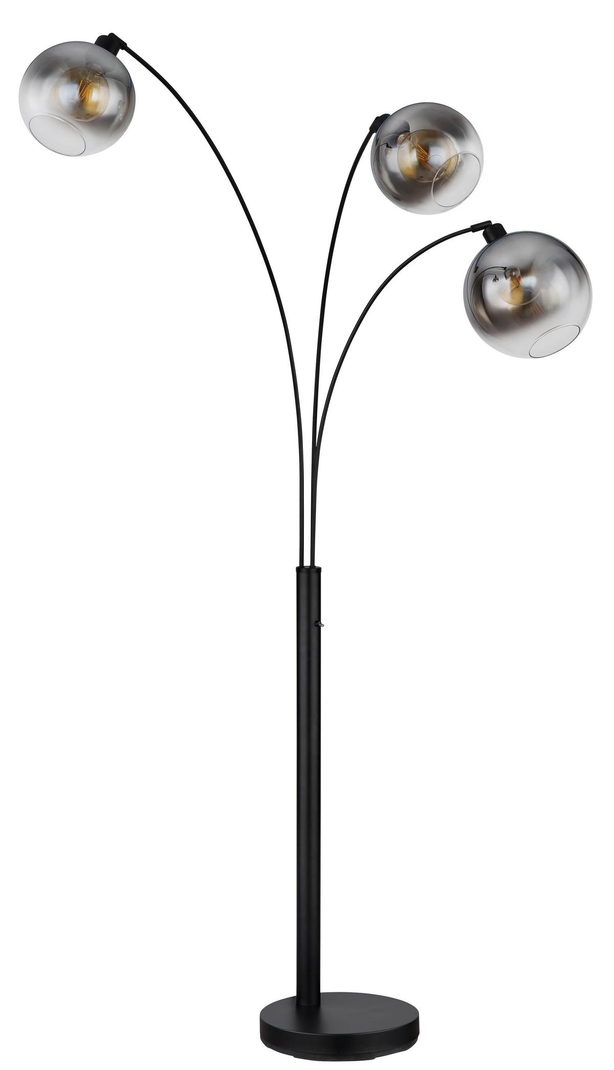Stehleuchte 58227-3b - Schwarz, Design, Glas/Metall (105/160/200cm) - Globo