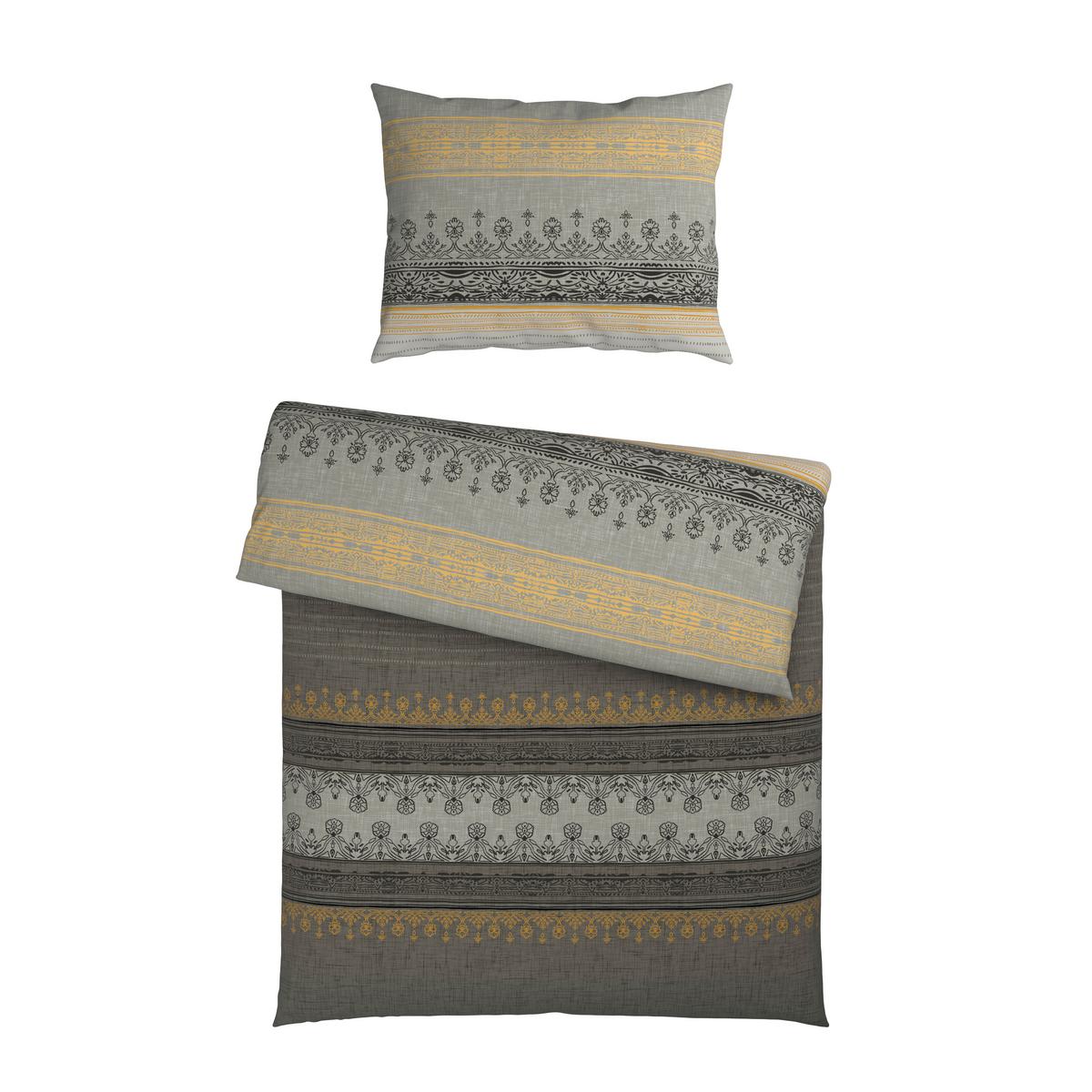 BETTWÄSCHE TIFFANY - Gelb/Grau, MODERN, Textil - Luca Bessoni