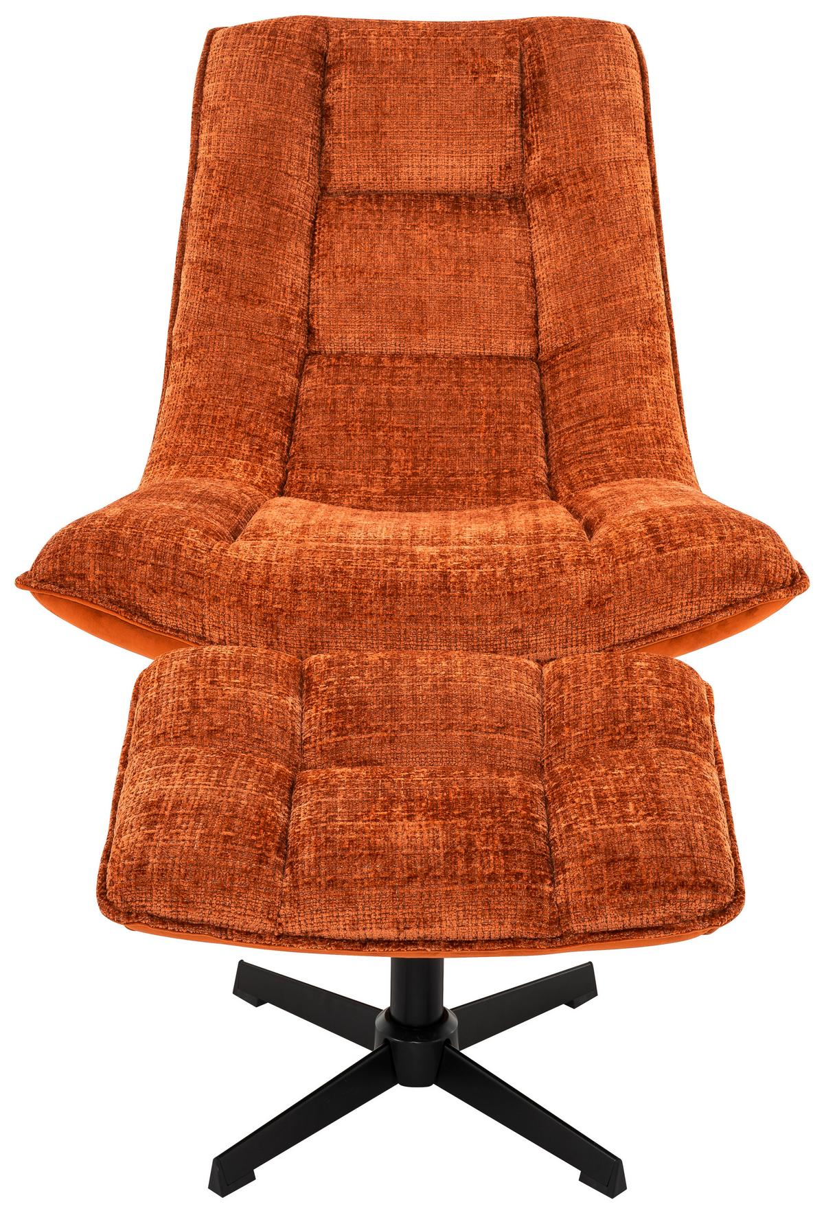 Relaxsessel Sofia Chenille Orange, B: 77 Cm - Schwarz/Orange, MODERN, Textil/Metall (77/88/94cm) - Carryhome