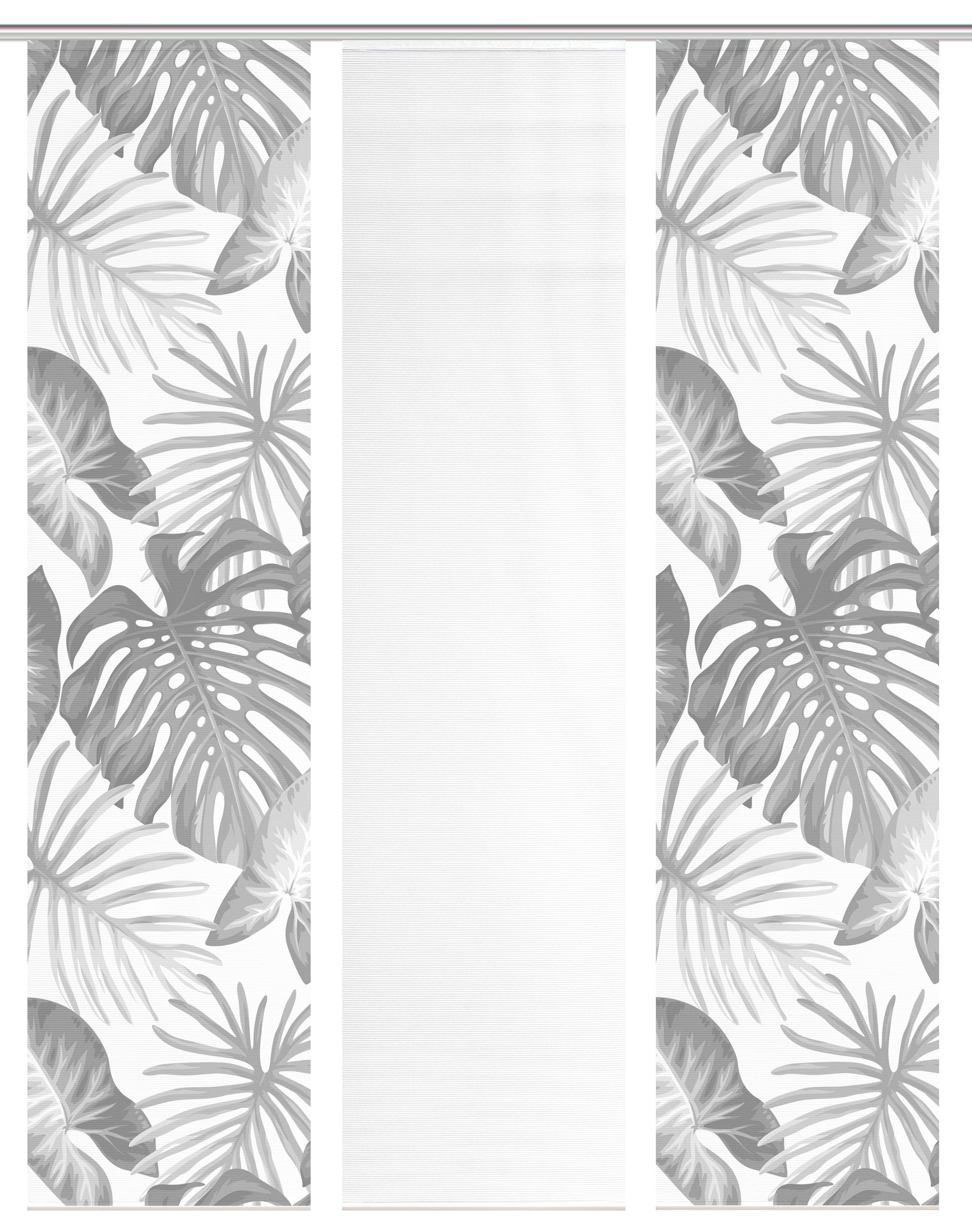 Flächenvorhang Sanja 3er Set - Weiß/Grau, Natur, Textil (60/260cm)