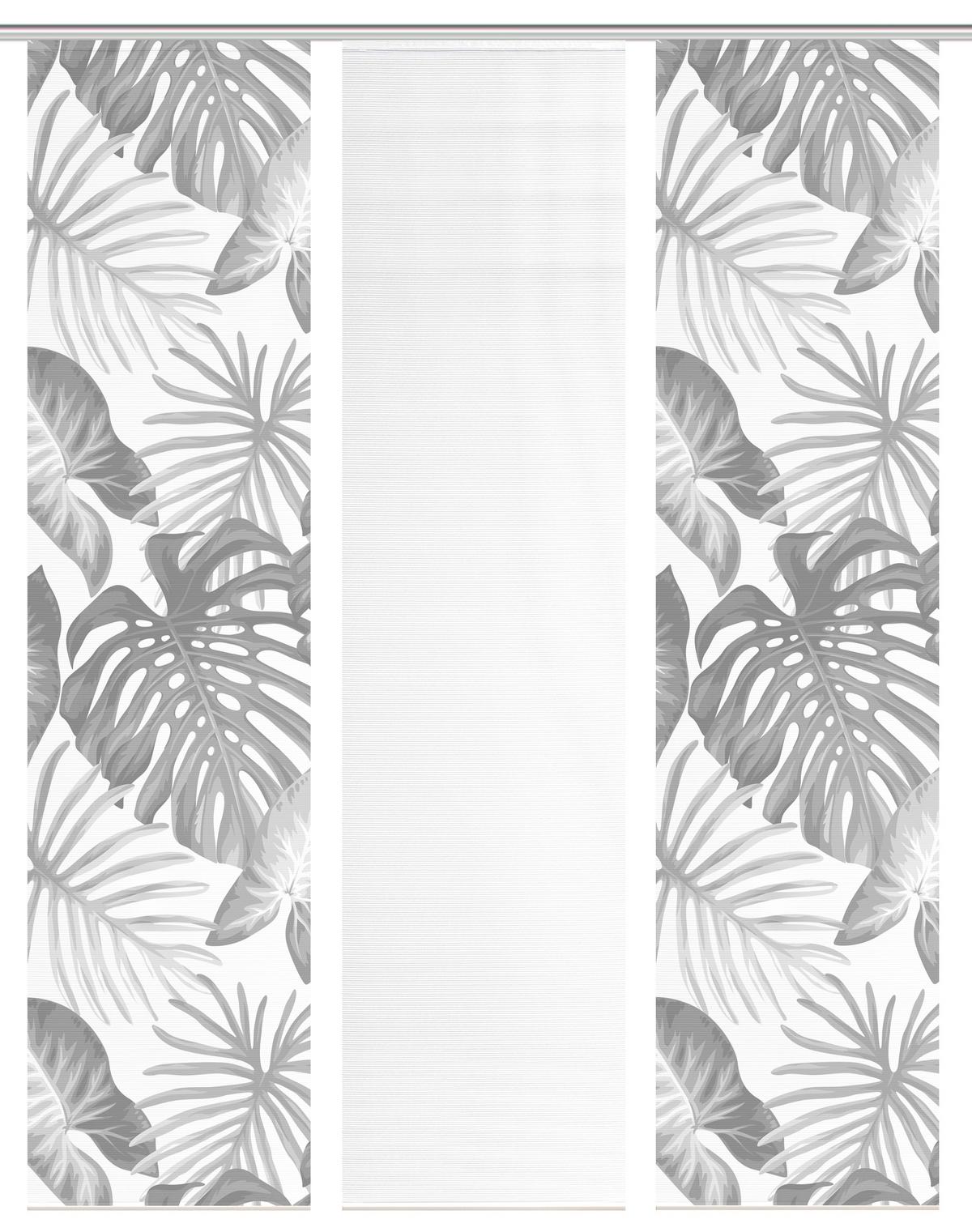 Flächenvorhang Sanja 3er Set - Weiß/Grau, Natur, Textil (60/260cm)