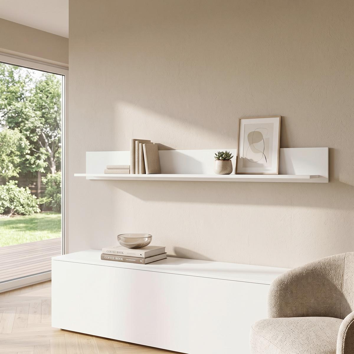 Wandregal Rion Weiß B: 180 cm - Weiß, MODERN, Holzwerkstoff (180/18/20cm)