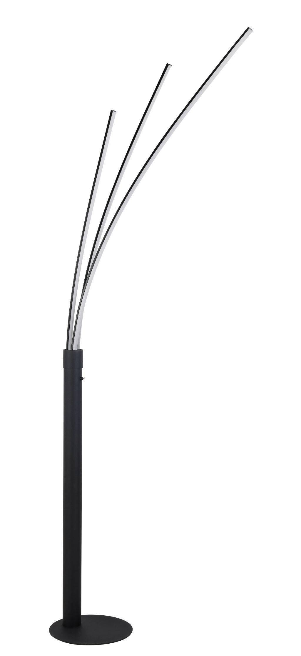 LED-Stehlampe Brandon dimmbar Schwarz, 3 Helligkeitsstufen - Schwarz, MODERN, Kunststoff/Metall (28/210cm) - Luca Bessoni