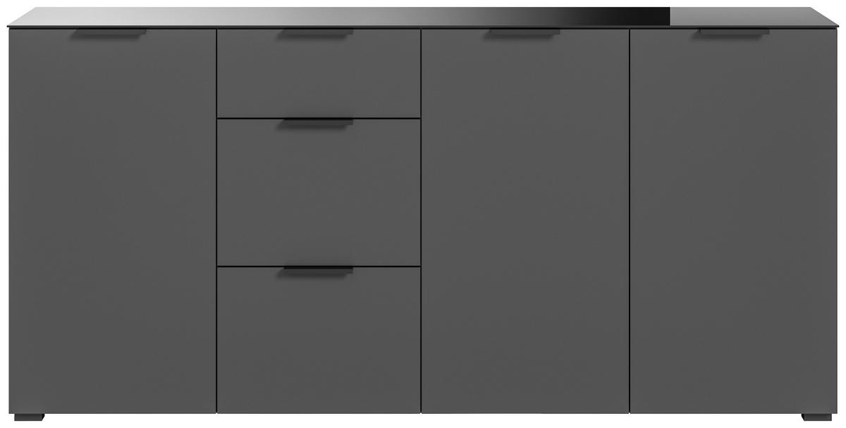 Sideboard Ray Anthrazit B: 179 Cm - Anthrazit, Design, Glas/Holzwerkstoff (179/86/40cm) - Livetastic