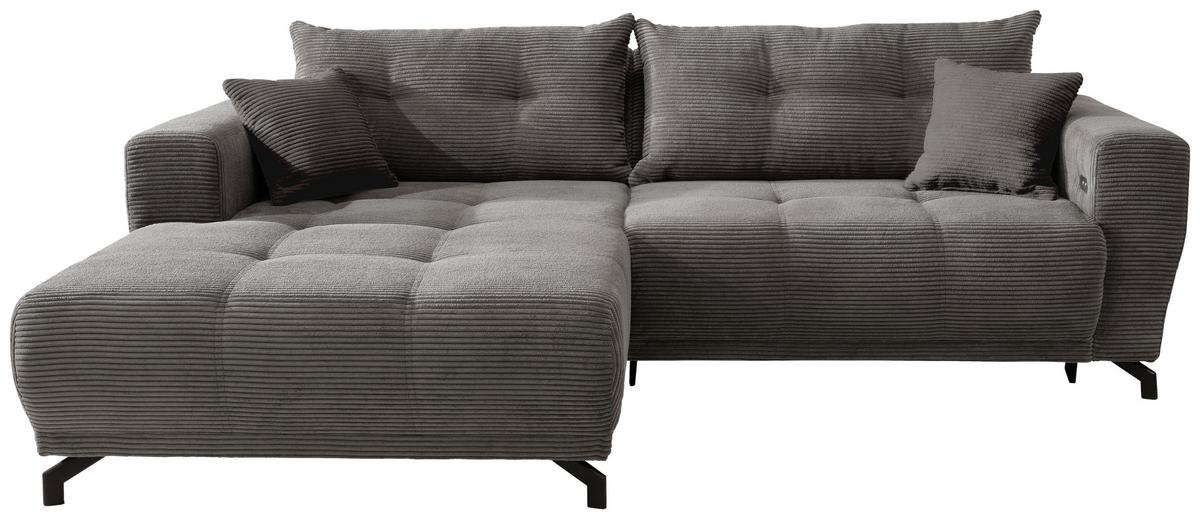 Ecksofa Restato Grau S: 177/246 cm - Schwarz/Grau, MODERN, Holz/Textil (177/246cm) - MID.YOU