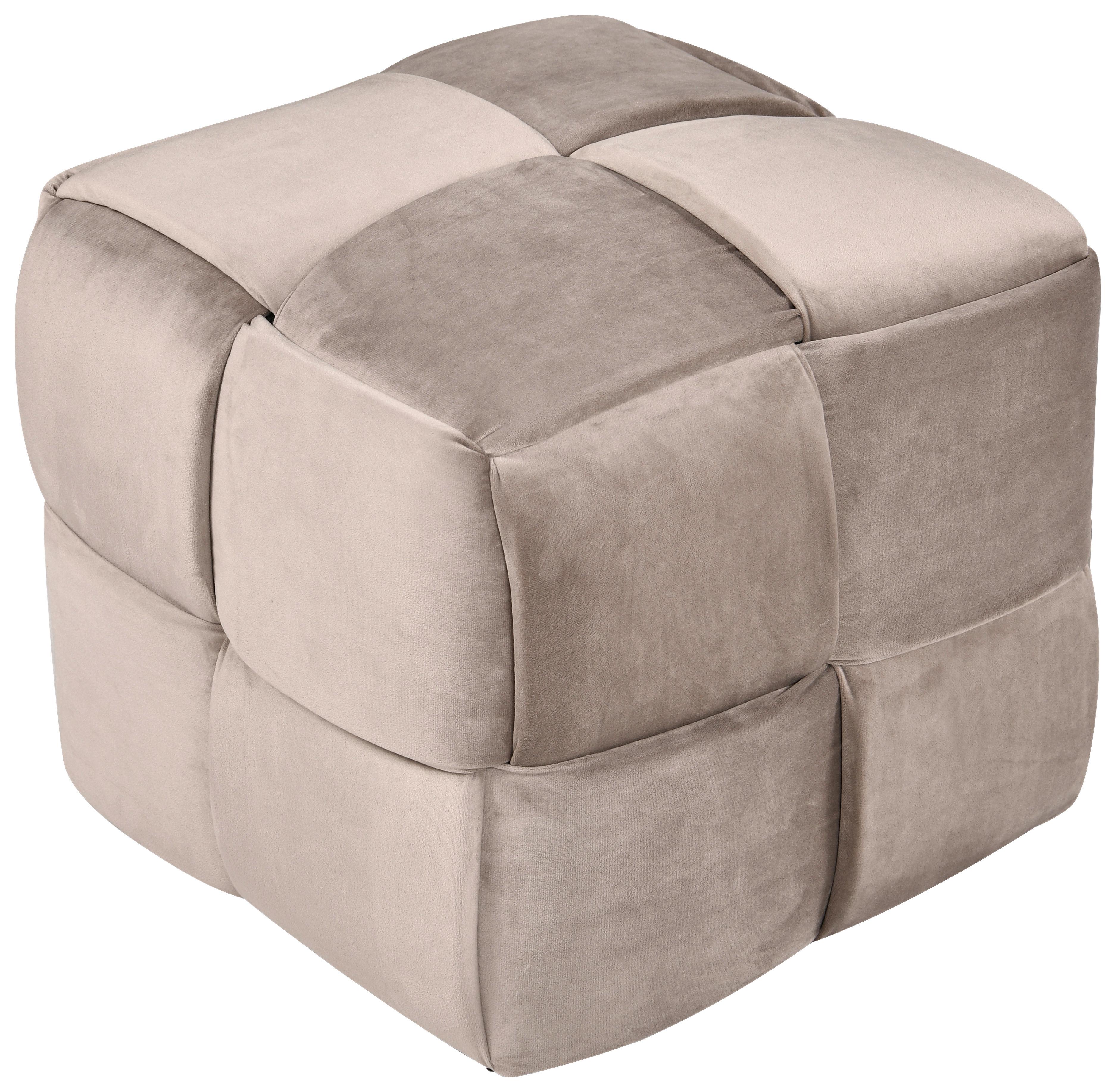 Štvorcová taburetka ELLIOT, béžová, max. do 120 kg - čierna/béžová, Modern, drevo/textil (46/41/46cm) - Mömax