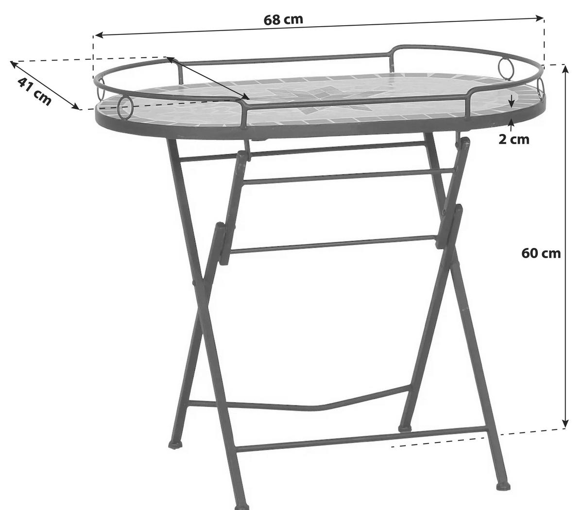 Gartenbeistelltisch 875348 - Multicolor/Schwarz, MODERN, Keramik/Metall (68/41/60cm) - Siena Garden