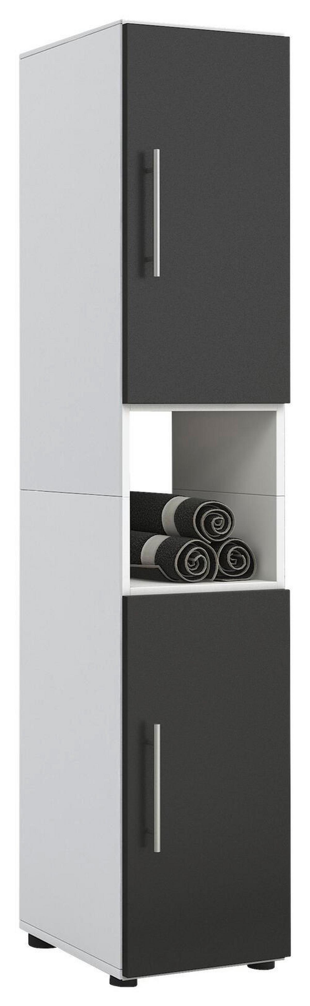 Hochschrank Flandu B: 31 cm Schwarz/Weiß - Schwarz/Weiß, KONVENTIONELL, Holzwerkstoff (31/160/30cm) - MID.YOU