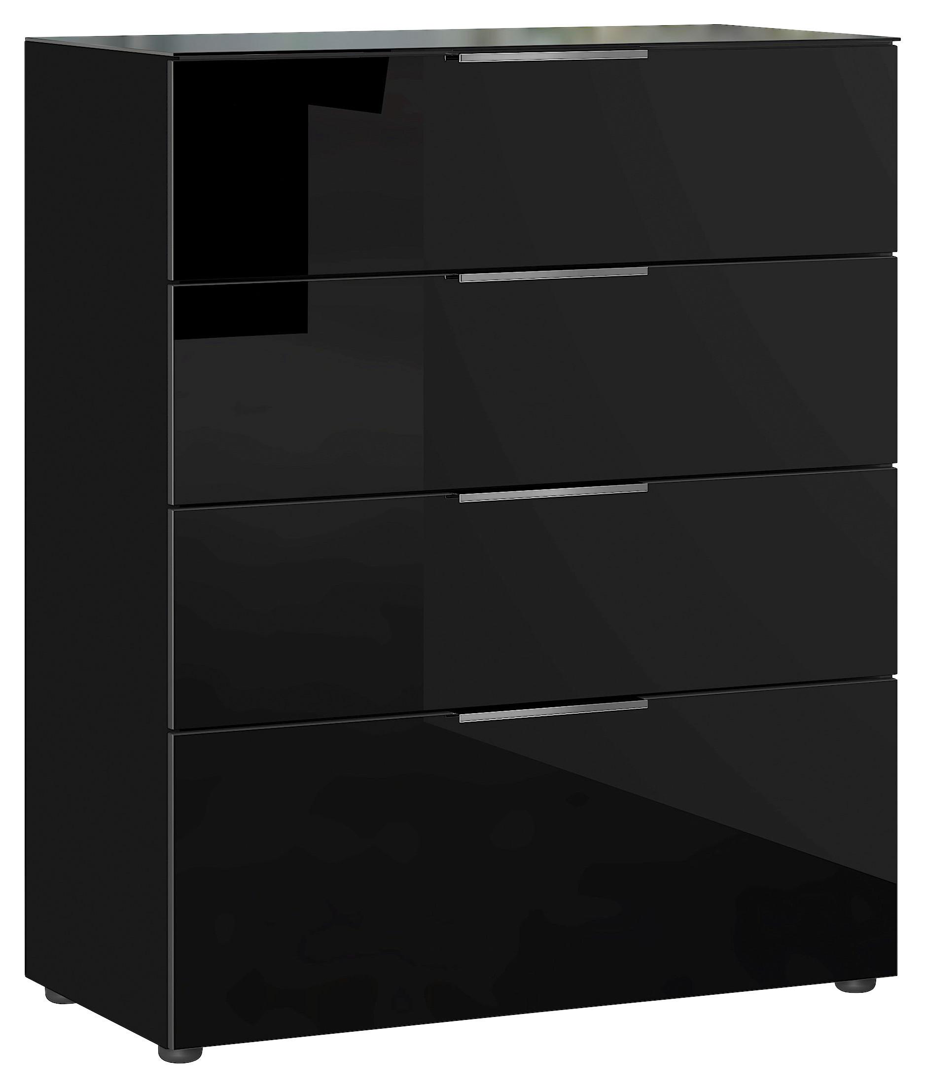 Kommode mit Glasfront B: 83 cm Gw-Oakland, Schwarz - Schwarz, KONVENTIONELL, Glas/Holzwerkstoff (83/101/42cm) - Germania